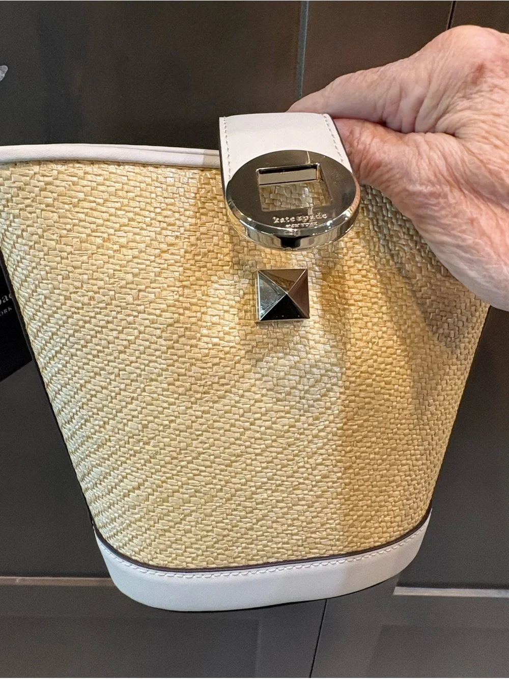 Kate Spade Audrey Mini Bucket Straw Crossbody Bag